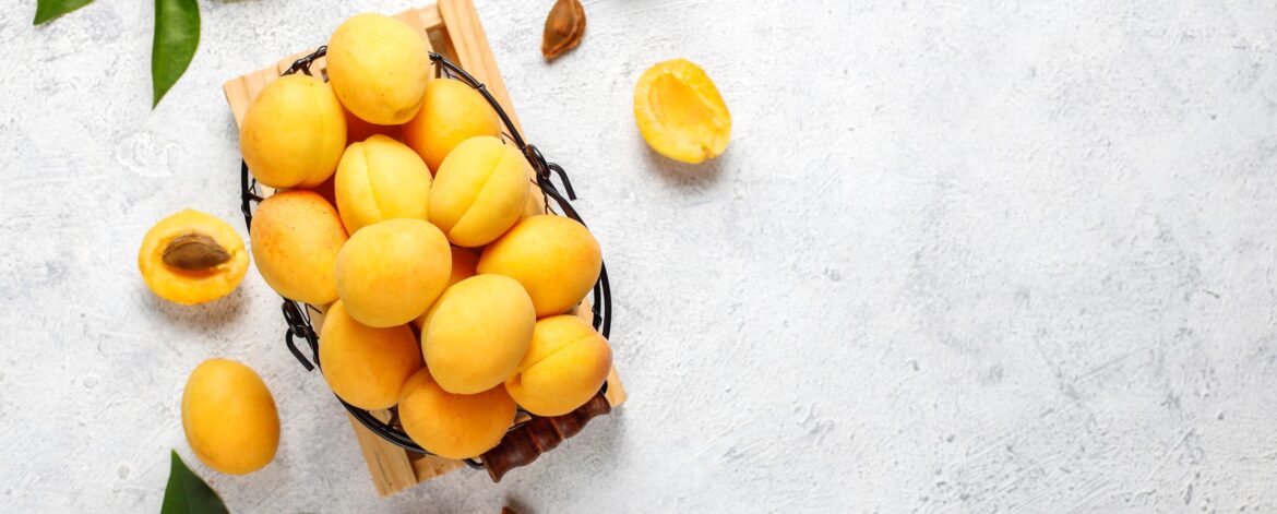 Fresh organic apricots,summer fruit,top view